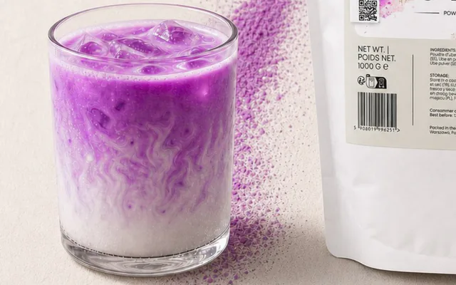 Ube latte recipe — hot, iced and layered with matcha